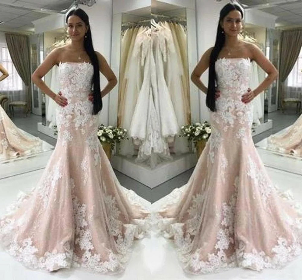 241Sexy Lace Mermaid Prom Dresses Appliques Strapless Formal Evening Gowns Custom