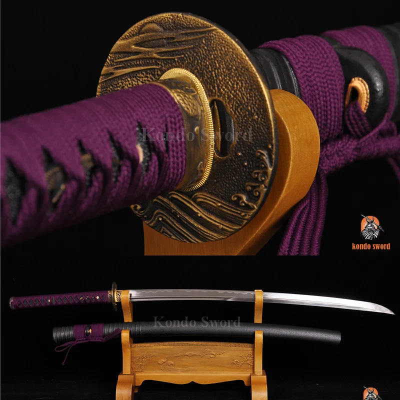 

Authentic Japanese Samurai Sword Clay Tempered Double Groove light Blade Sharp