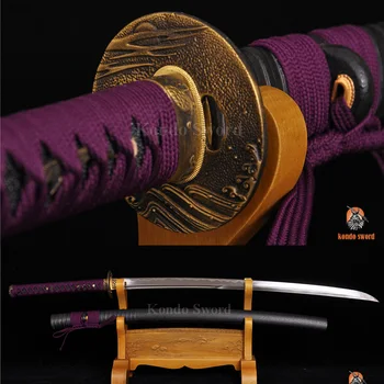 

Authentic Japanese Samurai Sword Clay Tempered Double Groove light Blade Sharp