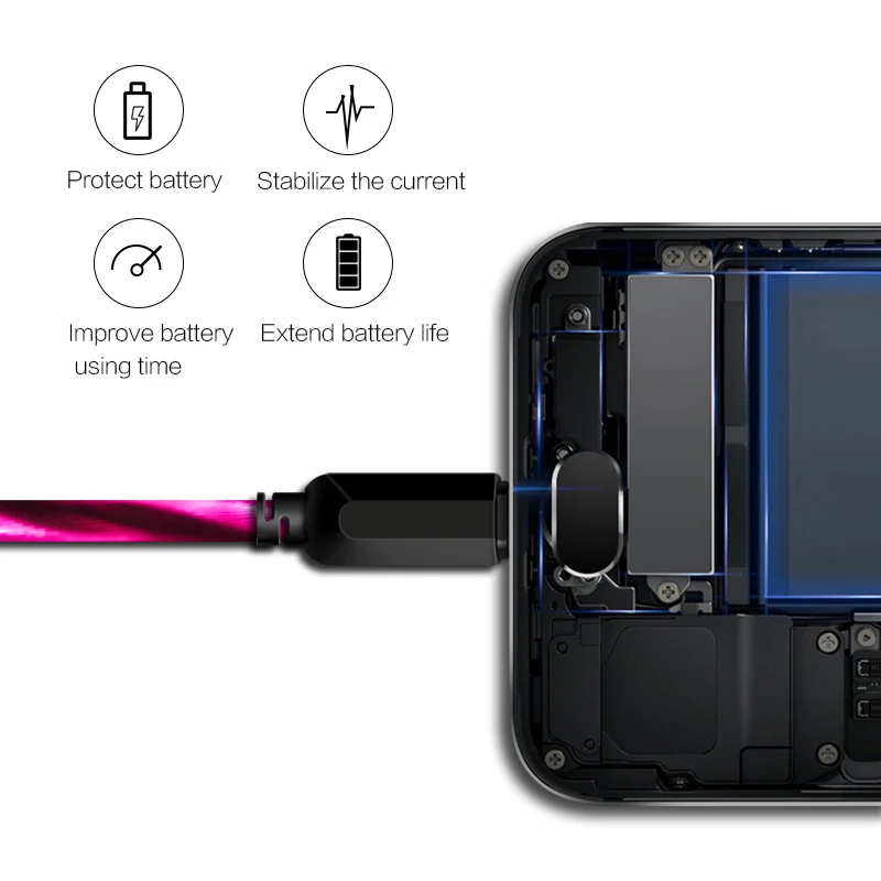 Power4 усиленный микро кабель usbc для iPhone xs max светящийся светодиодный USB Type C Lightning