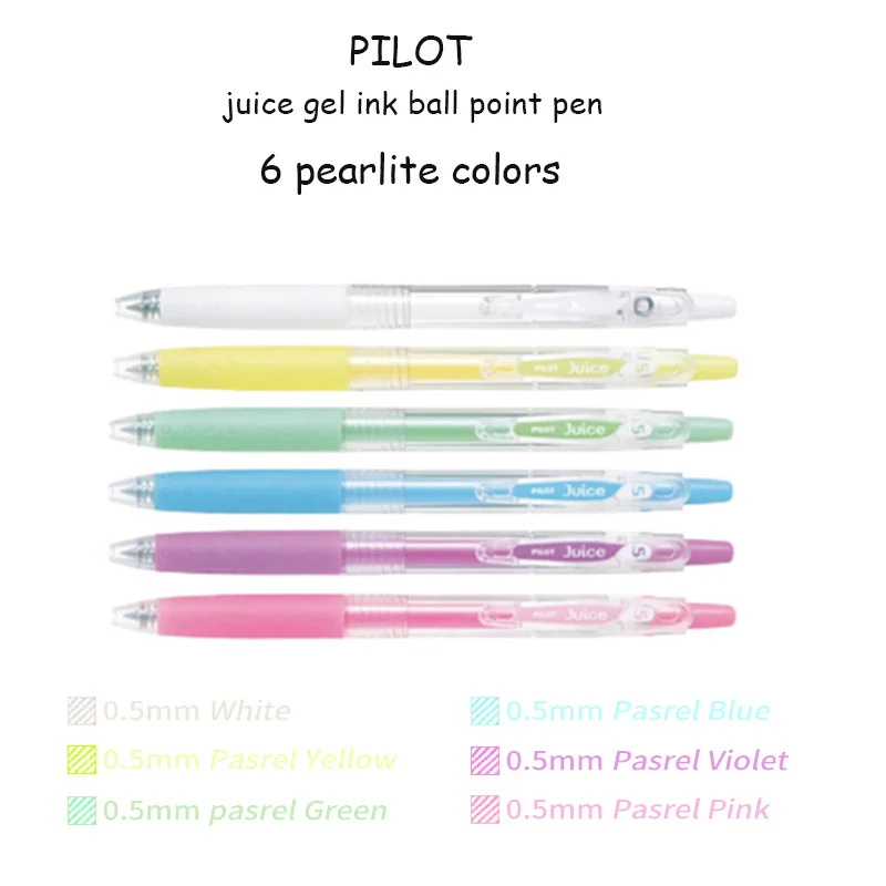 Ручка Pilot Juice Гель Шариковая ручка сменный пополнения 0,5 мм пуля Совет выдвижной роллер ручки металлик Пастель Цвет мягкая ручка - Цвет: 6 Pastel Colors