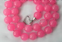 Оптовая jewe 655>> потрясающий большой 12 мм круглый розовый шарики нефрита ожерелье