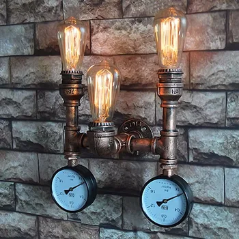 

3 Head Nordic American Industrial Wall Lamps Vintage Water Pipe Wall Sconces Bedroom Bedside Light Home Decoration E27 Lighting