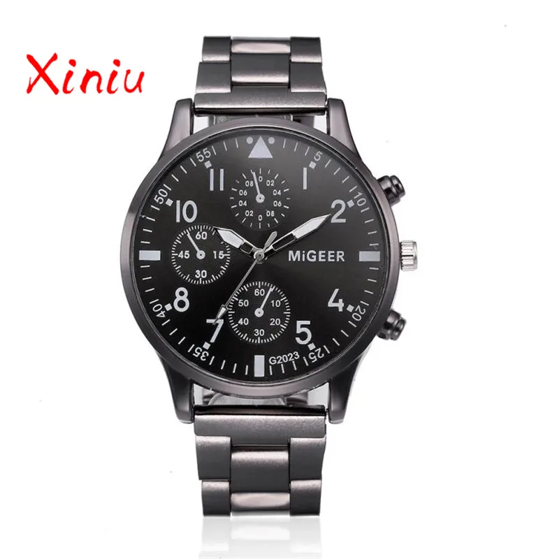 Men Quartz Watch Luxury Brand Business Three Eyes Stainless Steel Band Military Wrist Watch Relogios Masculino erkek kol saati -