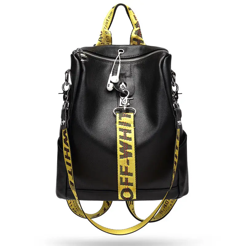 2017 Donna Zaino Zaino In Pelle Nera Delle Signore Borse Femminile  Schoolbags Borsa A Tracolla Mochila Off White zaino|leather backpack|black  leather backpackwomen backpack - AliExpress