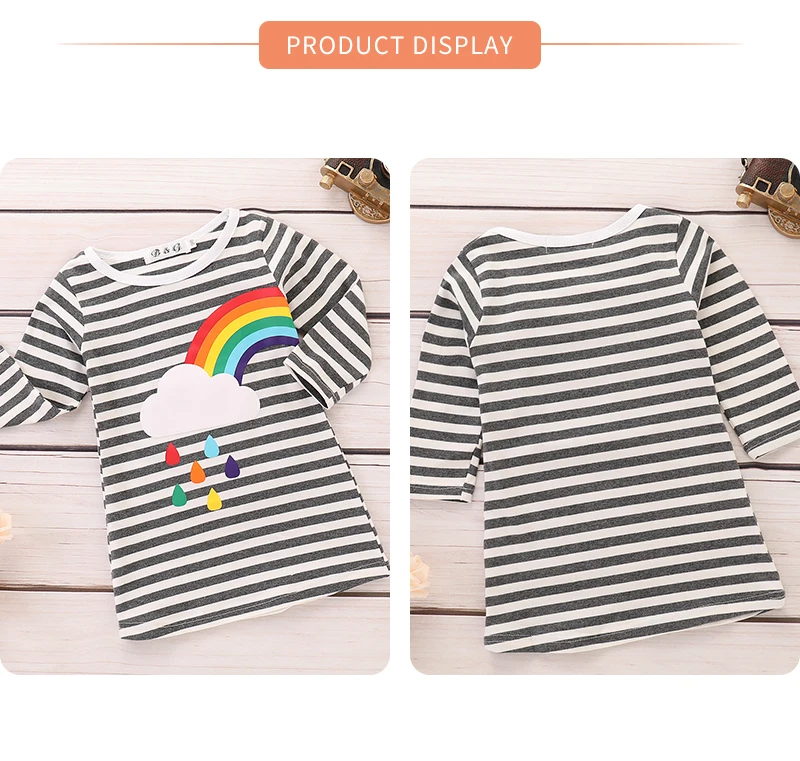 Детская футболка из 2 шт., одежда для близнецов, весенне-осенняя одежда для маленьких девочек, топ с длинными рукавами, Детская футболка с принтом радуги