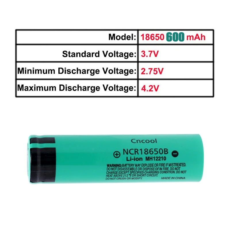 Cncool NCR18650B 3,7 v 600 mah 18650 литиевая аккумуляторная батарея реальная емкость для фонариков