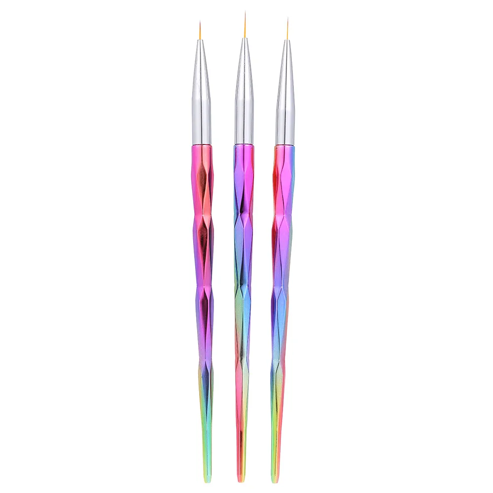 

3pcs/Set Fine Professional Paint Brush Set Liner Pens Metal Handle Polish Painting Drawing Polish UV Gel Nail Art Brushes Thin