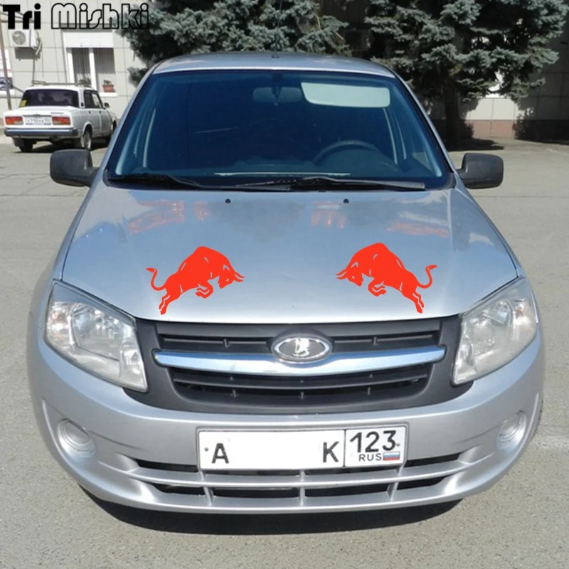 Tri mishki HZX830#15*10 см прыгающий Бык Корова красная Автомобильная Наклейка Виниловые наклейки аксессуары для мотоциклов наклейка светоотражающая