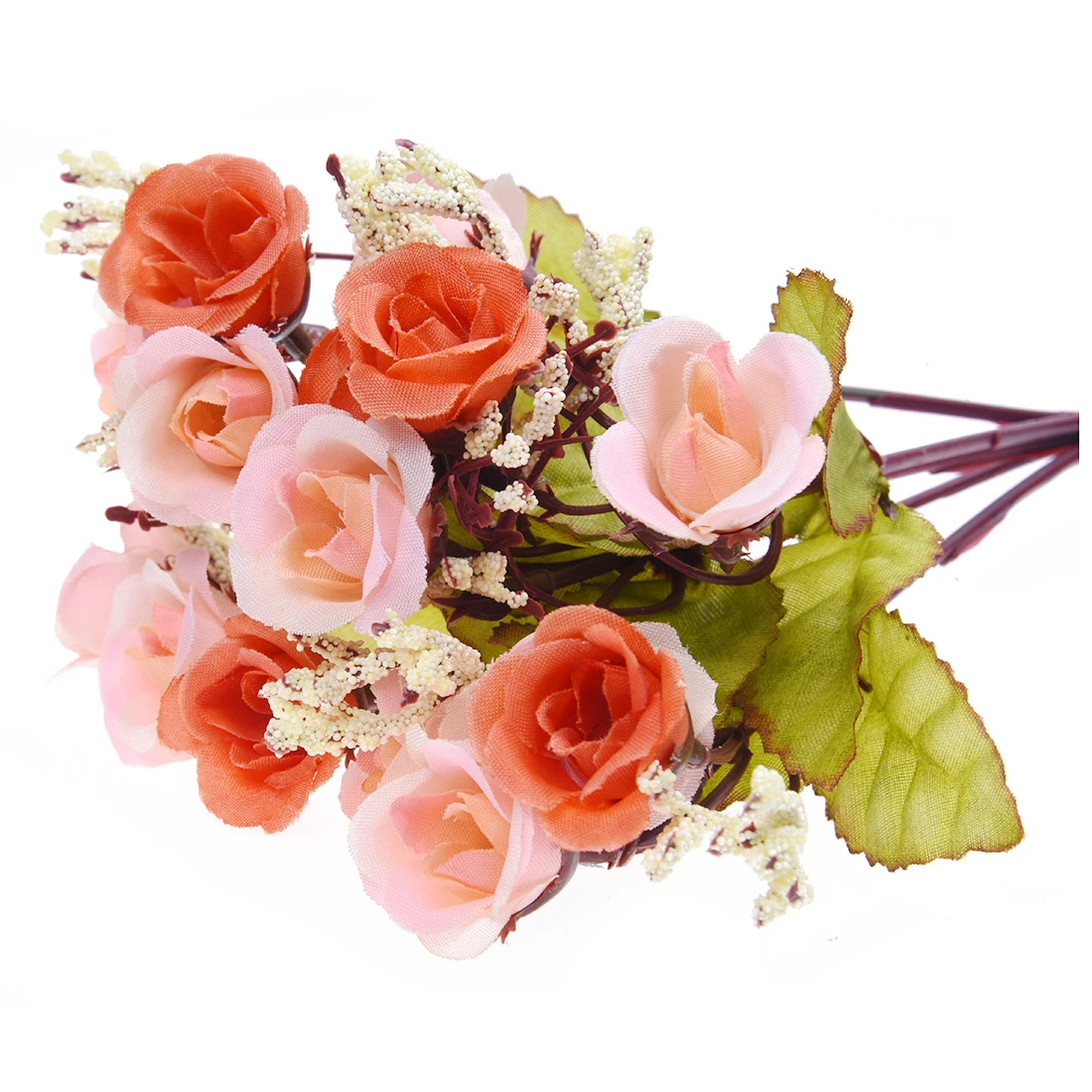 Artificial Rose Flower Leaf Home Wedding Decor (Orange)artificial rose