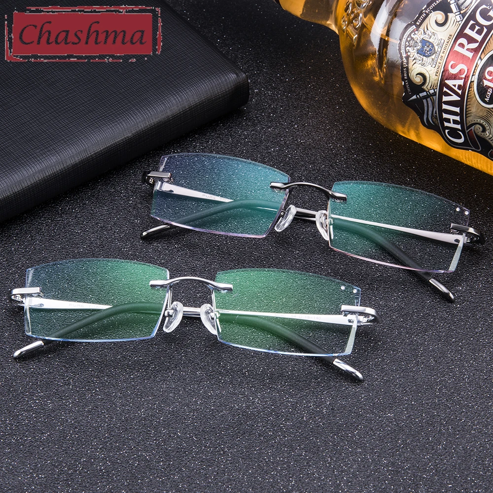 Титановые мужские очки Chashma градиентные цветные линзы без оправы индивидуальные