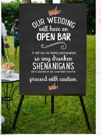 our wedding will have an open bar chalkboard background poster chalkboard photo backdrop