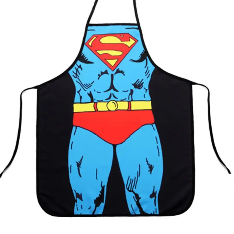 1pc Funny Apron Novelty Sexy Dinner Party Superman Cooking Apron Wonder Woman Men Apron Helper Baking Accessories