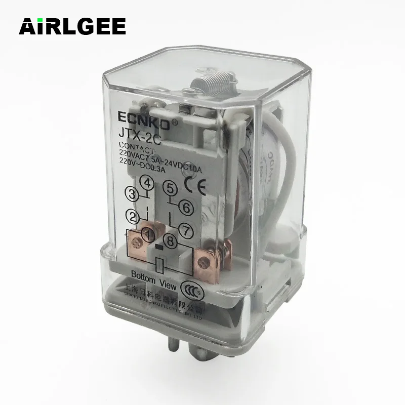 JTX-2C DC 24V Катушка общего назначения 8 контактов промежуточное электромагнитное