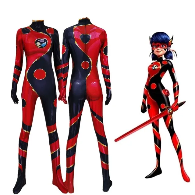 

Dragon Ladybug Marinette Cosplay Costume 3D Print Cheap Superhero Halloween Little Beetle Zentai Suit for Adults/Kids