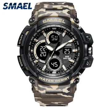 

SMAEL Camouflage Military Waterproof Digital Watches Men Dual Display Mens Sport Wristwatch Analog Quartz Watches Male Watch