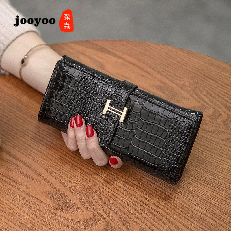 

New Fashion PU Leather Hasp Long Money Bag Women's Wallets Crocodile Wallet Women Purse Luxury Designer