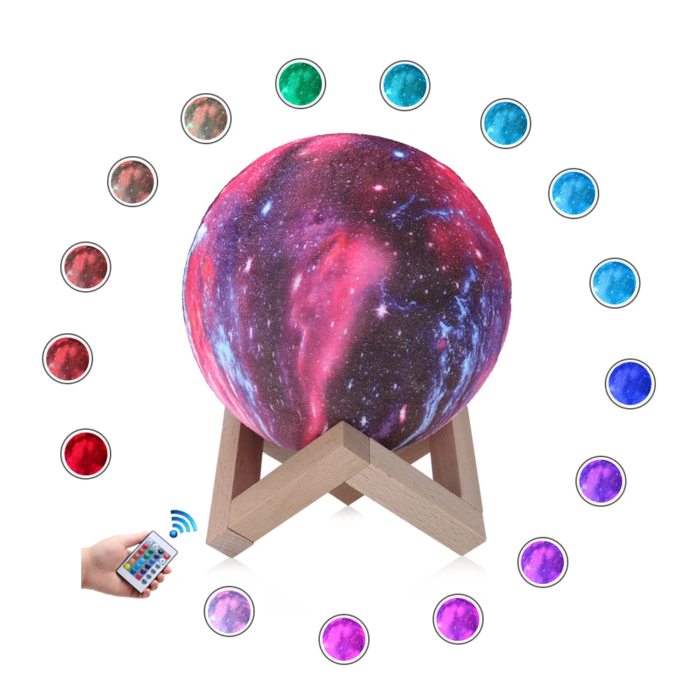 Remote Control 16/3 Colors 3D Moon Lamp LED Night Light Luminaria Lua Starry Sky Galaxy Light for Children Christmas Home Decor - Испускаемый цвет: 16 Color Remote