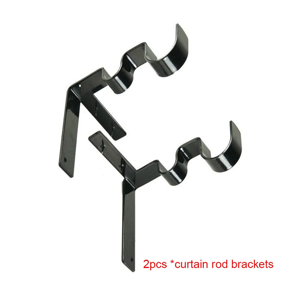 

2/3pcs Home Double Pole Fixed Support Holder Strong Load Capacity Easy Install Metal Structure Modern Curtain Rod Bracket