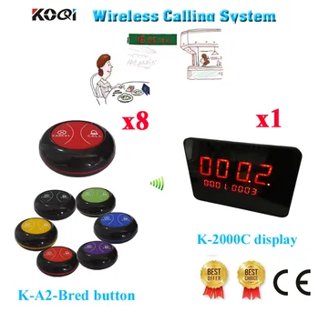 

Wireless Pager System Wireless Table Service Call Button Pager Restaurant Paging 433.92MHZ Equipment(1 display+8 call button)