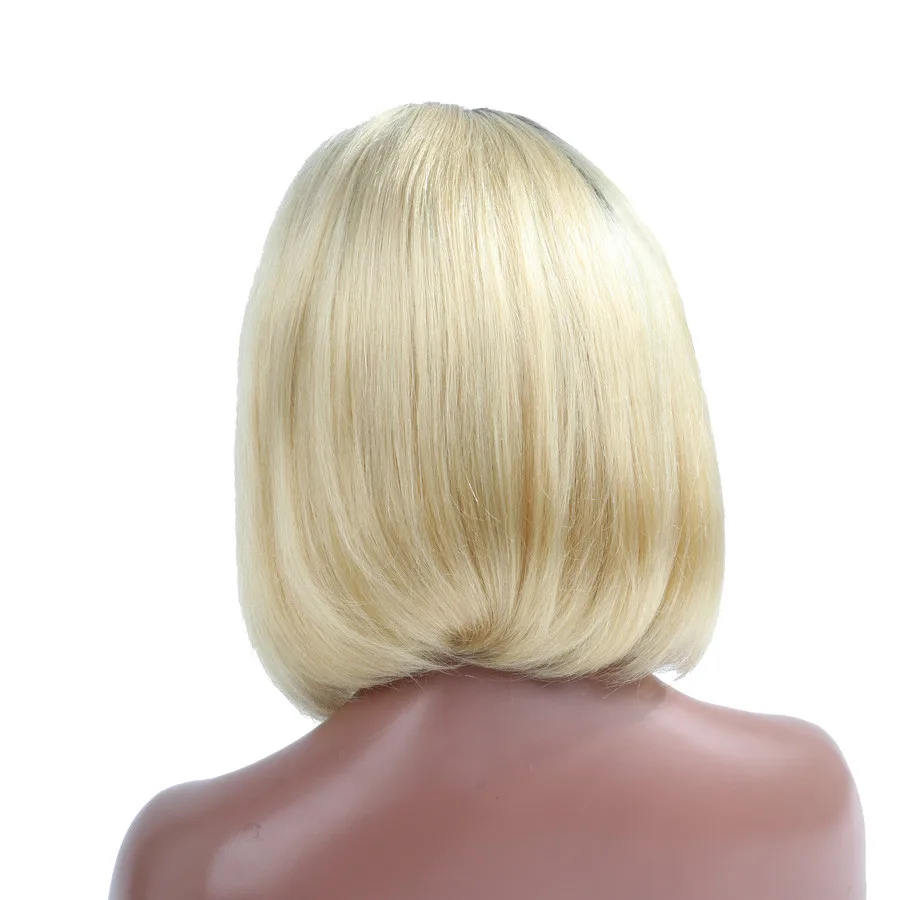 Али Удивительные Короткие человеческих волос Боб парик 130% плотность 1B блондинка 613 Цвет Реми бразильские Синтетические волосы на кружеве парик срывать для Волос