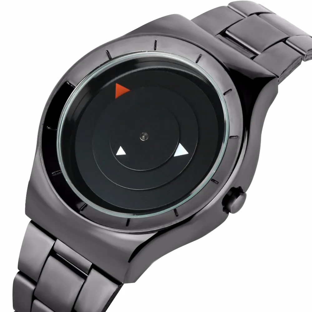 

Top Luxury PAIDU Unique Triangle Pointer Turntable Watch Men Clock Man Full Stainless Steel Band Quartz Wristwatches for Men Boy