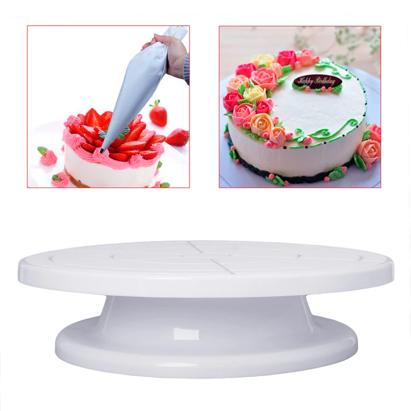 

White 11" Rotating Plate Revolving Decorating Cake Turntable Kitchen Display Stand