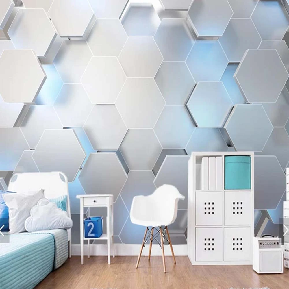 3d 5d 8d 3d Tapeten Wandbild Custom Wandmalereien Farbe Technologie Hexagon Design Hintergrund Schlafzimmer Wohnzimmer Papel De Pared Wallpapers Aliexpress