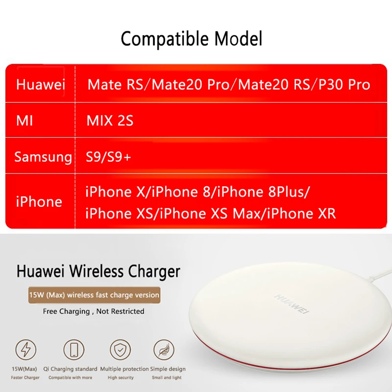 Беспроводное зарядное устройство huawei 15 Вт CP60 Быстрая зарядка для huawei Mate30 Mate30Pro P30 P30Pro Mate20RS Mate20Pro MateRS Быстрая зарядка