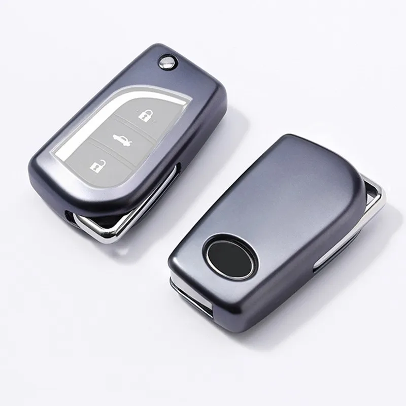 

Soft TPU car key fob cover case shell set holder for Toyota Corolla Prado Fortuner RAV4 folding flip Remote Protect key case for