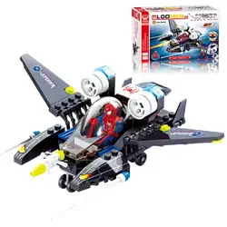 112 шт супер герой Человек-паук модель самолета строительные блоки комплект Детские развивающие игрушки подарки