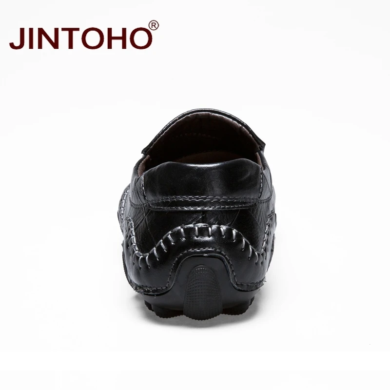 Туфли JINTOHO мужские без шнуровки натуральная кожа повседневная Брендовая обувь