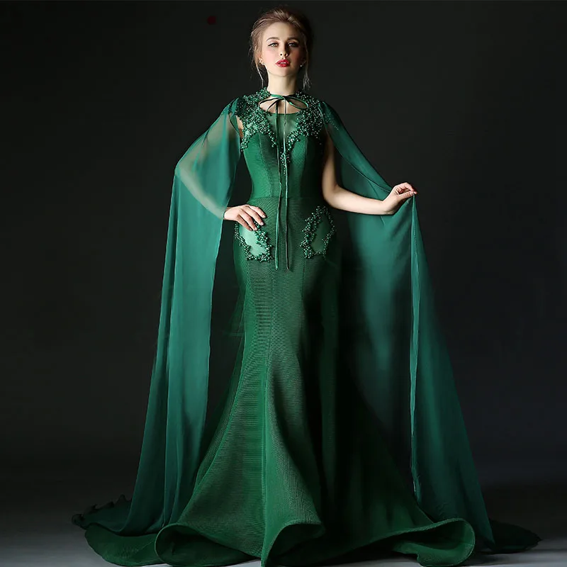 mermaid gown with cape