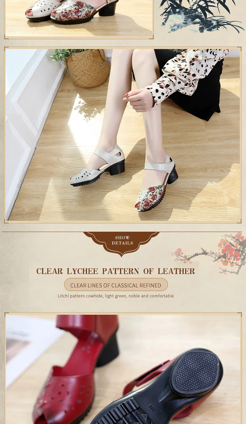 Xiuteng/туфли-лодочки из натуральной кожи на толстом каблуке с открытым носком; женская обувь; летняя повседневная женская обувь с капюшоном; винтажные туфли-лодочки на каблуке; женская весенняя обувь