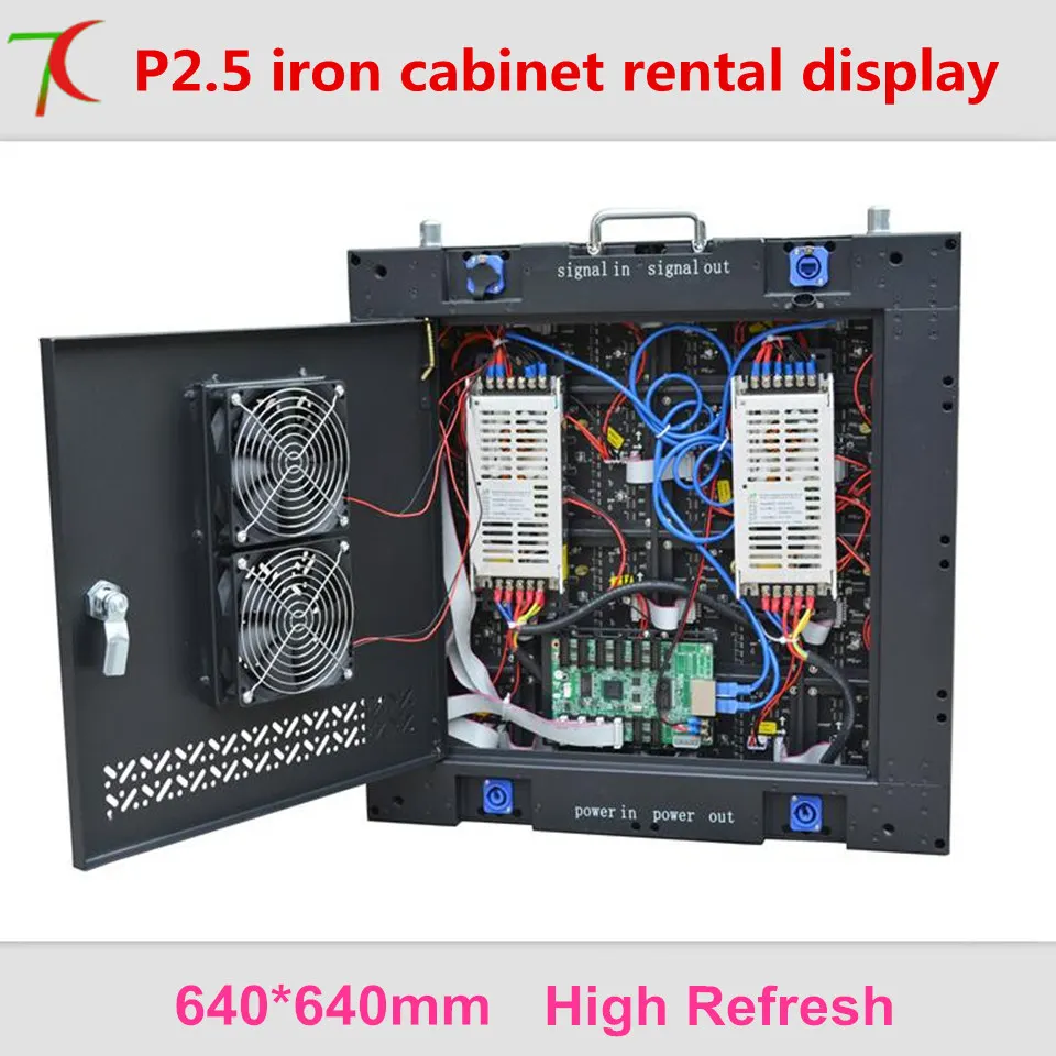 640*640 мм Высокая обновить P2.5 железный шкаф с двери светодиодный дисплей для Аренда экрана