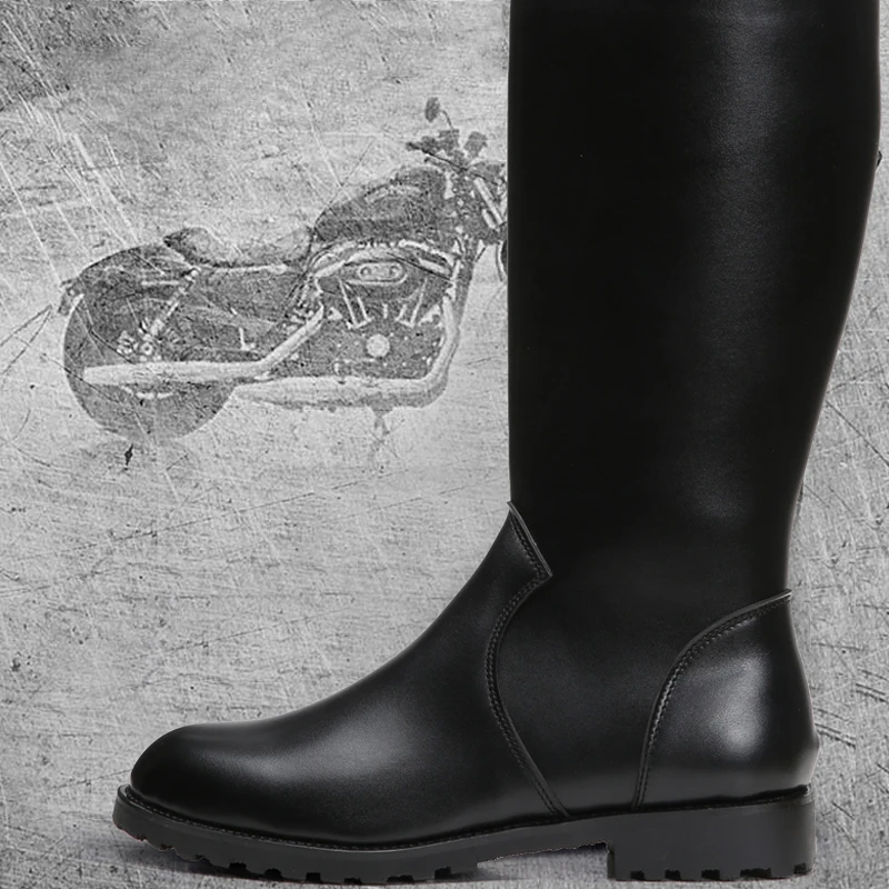 

37-46 male boots Knee High Fashion Brand men boots leather