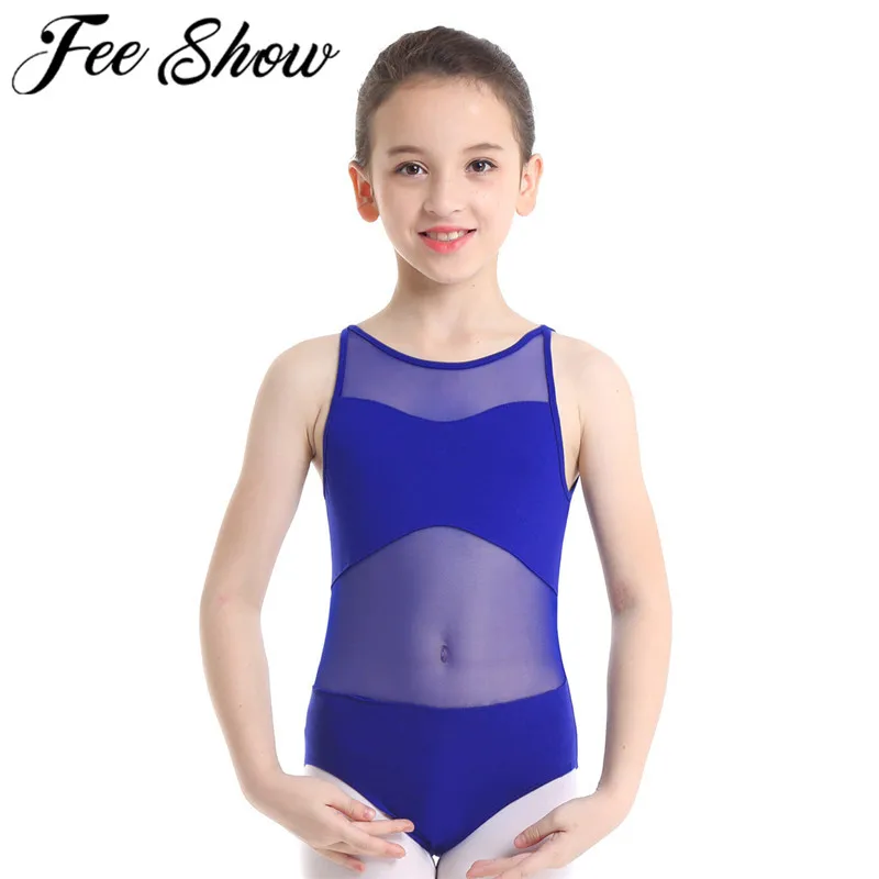 

FEESHOW Kids Girls Outfit Clothes Gymnastics Leotard Swimsuit for Dancing Ballet See-through Zip swimsuit Performance Costume