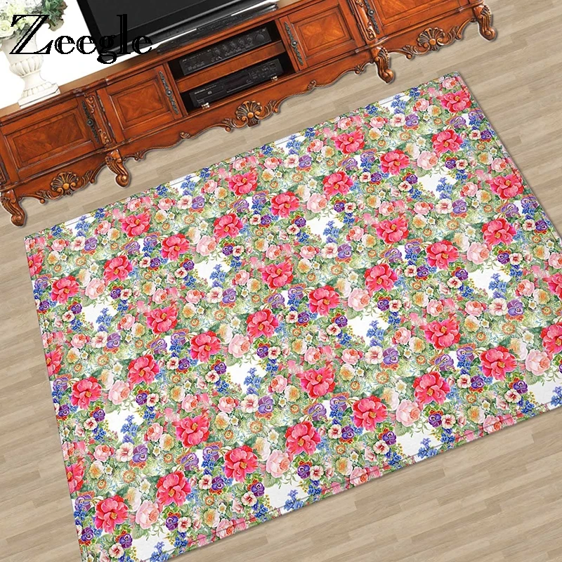 Zeegle Цветочные ковры для гостиной, домашний декор, ковер, Противоскользящий коврик для кухни, детские коврики, детская спальня, ковры, прикроватные коврики