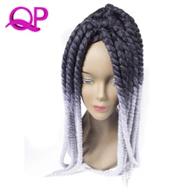 Qphair Ombre Mambo Гавана завивка, плетение волос Вязание Крючком Твист косы синтетический черный блонд седой высокая температура наращивание волос