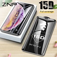 ZNP 15D защитное стекло с закругленными краями для iPhone 7 8 6 6S Plus, закаленное защитное стекло для iPhone X XS Max XR