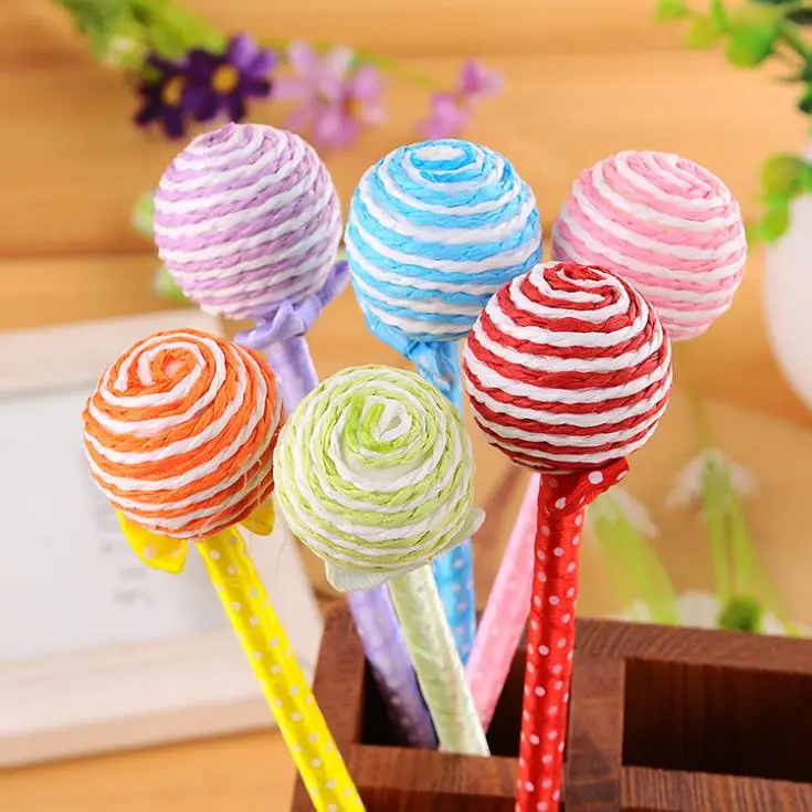 

1 Pieces Lytwtw's Ballpoint Pen For School Supply Freebie Novel Office Gift Chancery Lollipop Candy Stationery Round Creative
