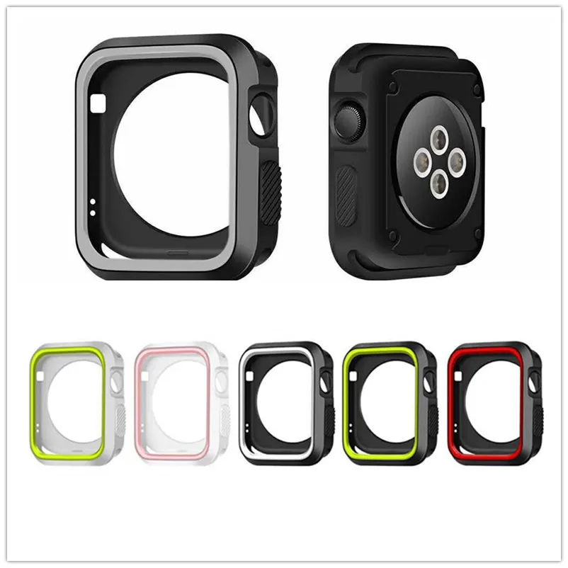 

Fashion Dual Colors Soft Silicone Case Bumper For Apple Watch iWatch Series 1 & 2 & 3 Cover Frame Full Protection 42mm 38mm