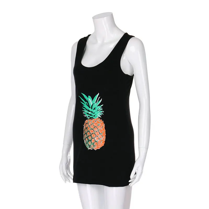 Women Maternity Pregnant Sleeveless T shirt Funny Pineapple Printed TeeTop Summer Clothing For photography photo shoot Plus Size (3)