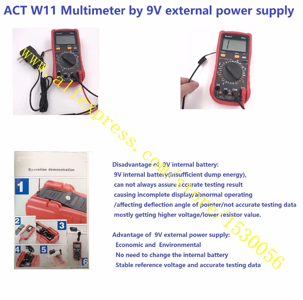 

ACT W11 Multimeter by 9V external power supply, Stable reference voltage and accurate testing data