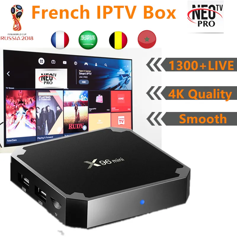 Французский IPTV X96mini 4k Android TV Box 7 1 Франция арабский Бельгия Morroco подписка 1300 + live smart