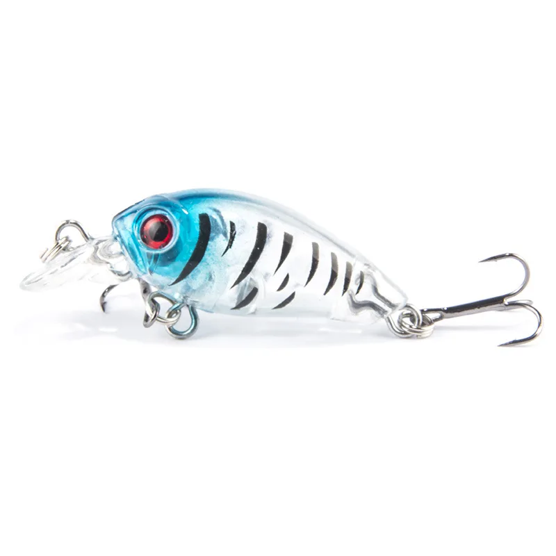 1 Piece 4G 4.5CM Rock Fishing Lures Bass Crank 10 Treble Hook Wobblers