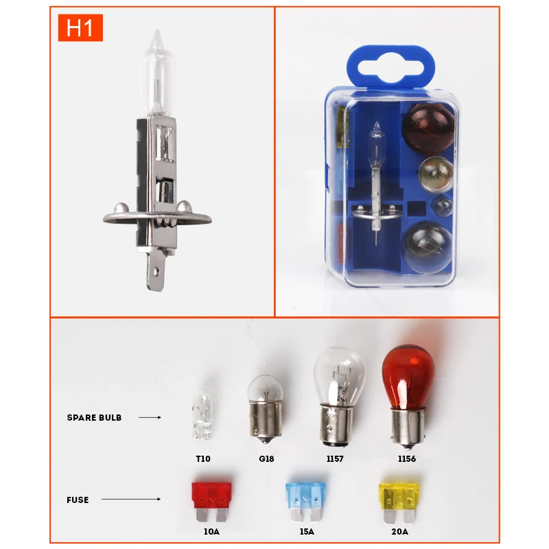 Hlxg-1 шт. набор 12В 55 Вт H4 H7 H1 галогенная лампа автомобиля лампа аварийной сигнализации предохранитель T10 W5W 194 168 1156/ba15s 1157 G18 комплект для замены