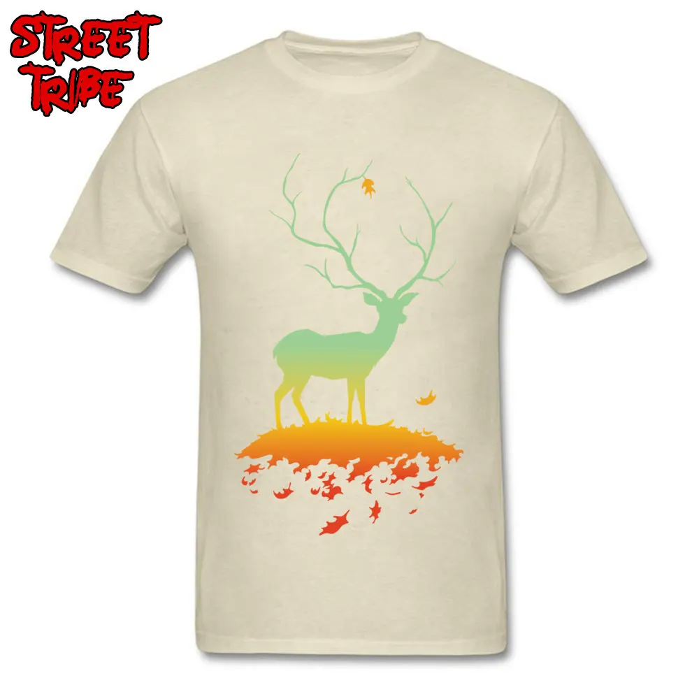 Cool Fawn and Flora Men T Shirt Fashion Summer/Autumn Short Sleeve Crewneck Cotton Tops Shirts Customized Tops Tees Fawn and Flora beige