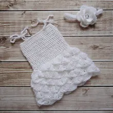 Белые детские мохеровое платье, прохладное лето ткань новорожденный крючком платье наряд для фотосессий, Обувь для девочек Летний стиль