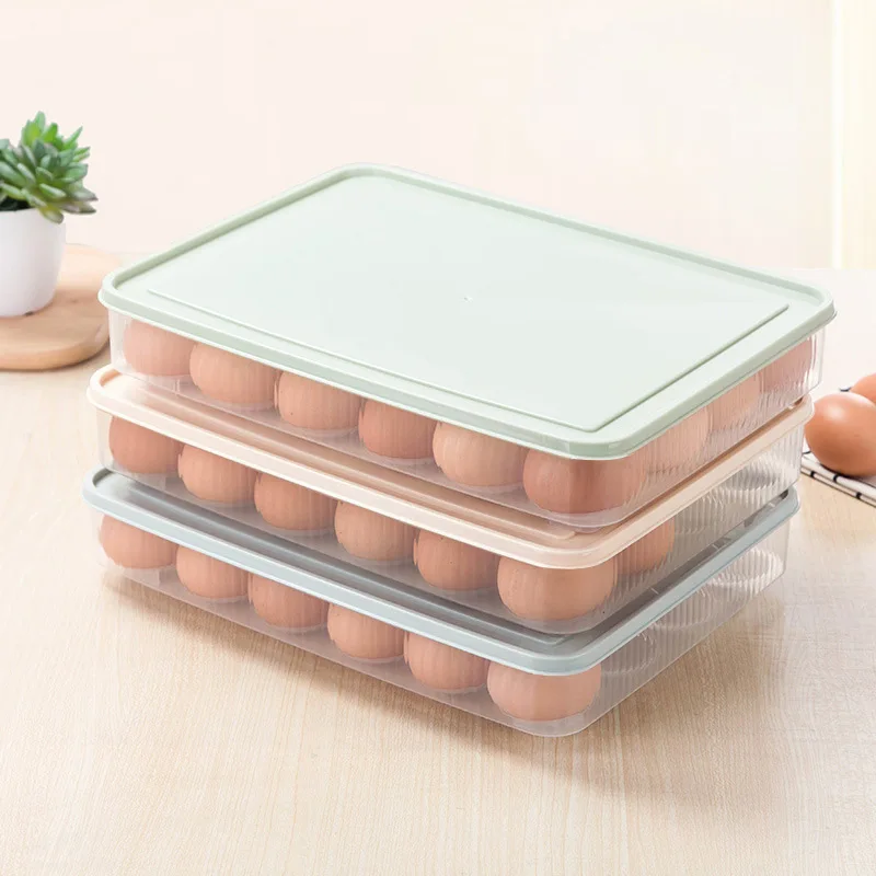 

Plastic Egg carton kitchen egg storage box 24 Grid Eggs holder Stackable freezer storage organizers egg storage Container